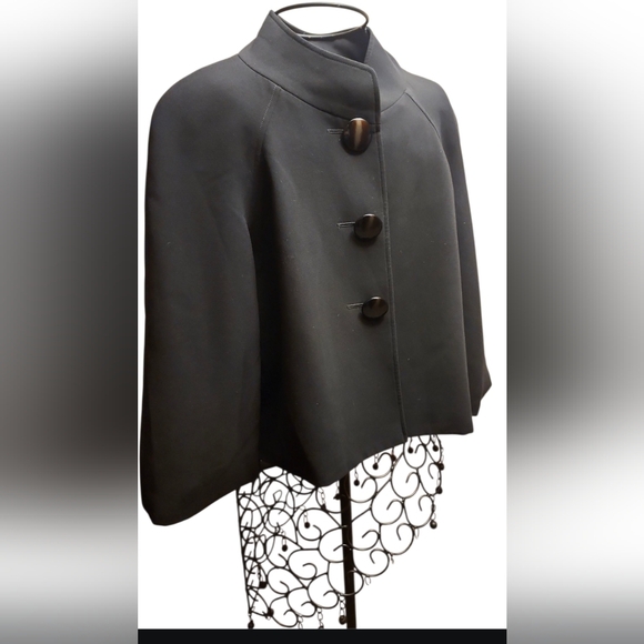 Tahari Jackets & Blazers - Stylish Black Cape with Button Details